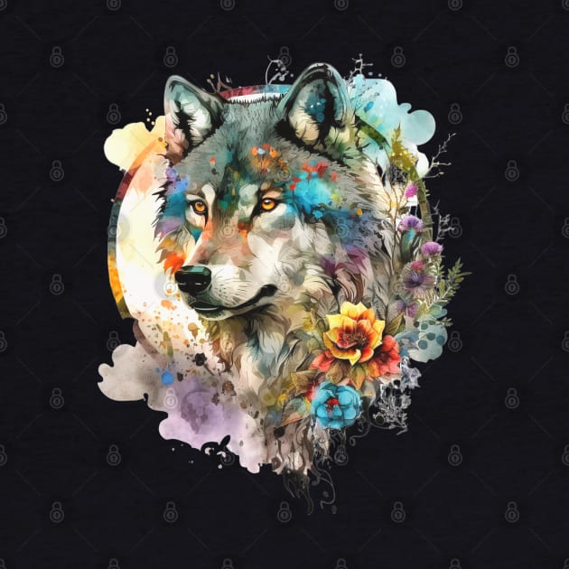 Vibrant Wolf by LylaLace Studio